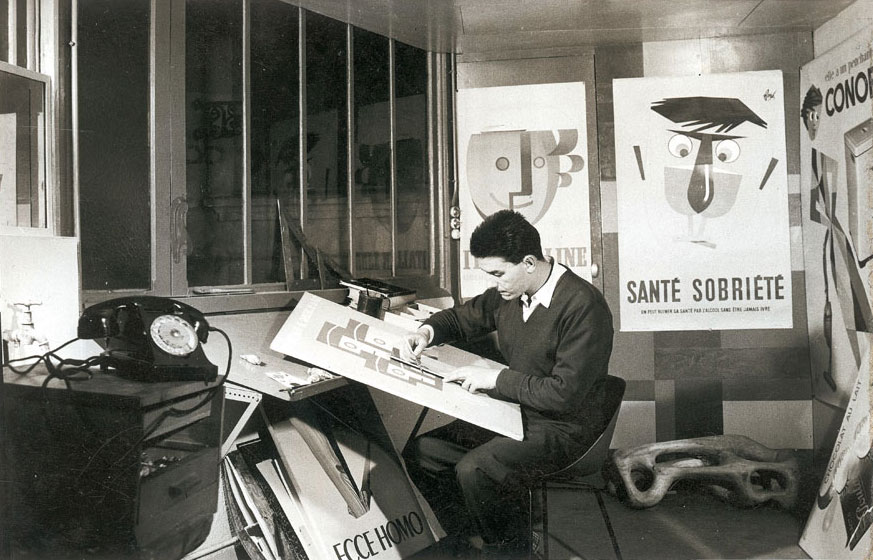 Foré à l’œuvre sur une affiche pour la gendarmerie, 1958.