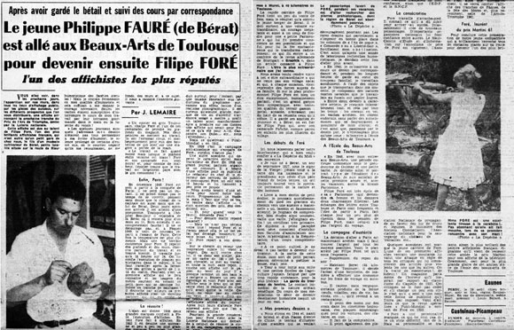 Le 11 septembre 1961, La Dépêche du Midi consacre une pleine page au parcours de Foré.