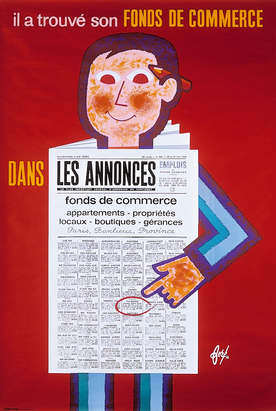 Affiche pour “Les annonces”, 1964.
