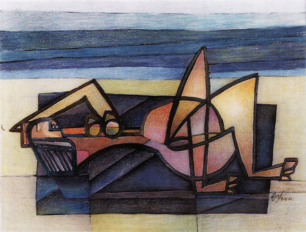 “Costa Bravo”, pastel, 43 x 57,8 cm ; Coll. Simone Foré, 1966.