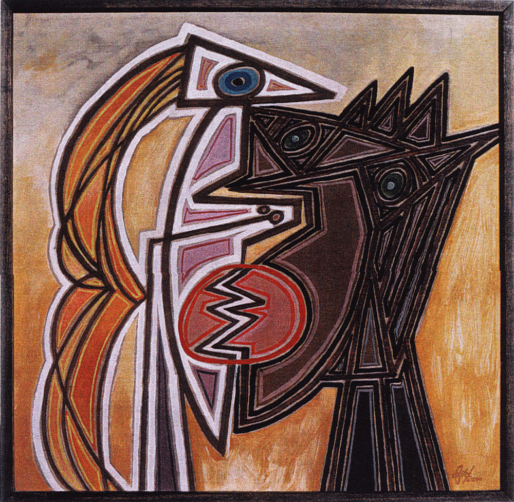 “La seine du baiser”, huile sur contreplaqué, 65,5 x 67 cm ; Coll. Foré, 1966.