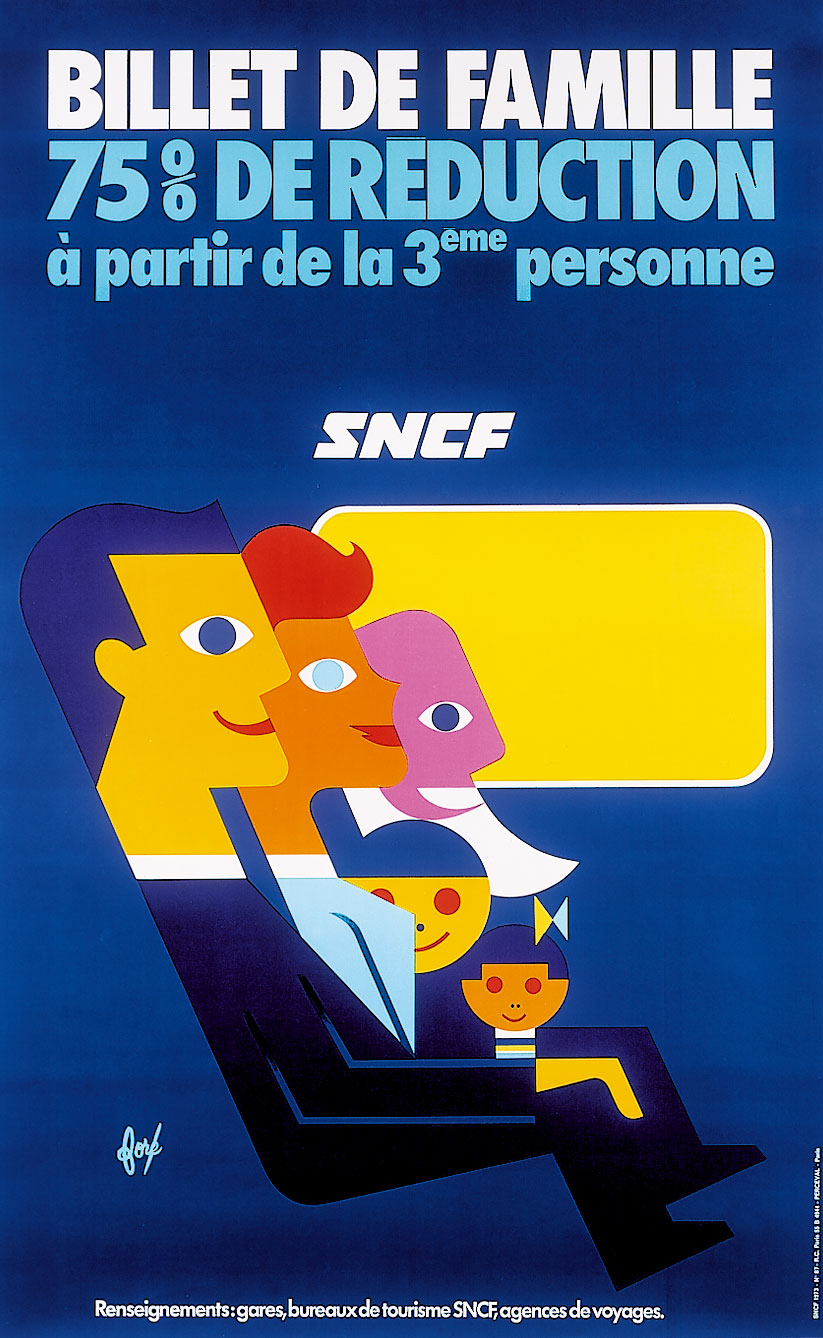 Affiche pour la SNCF “Billet de famille”, version 1972.
