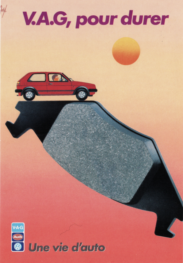 Affiche pour VAG, série “Une vie d’auto”, 1985.