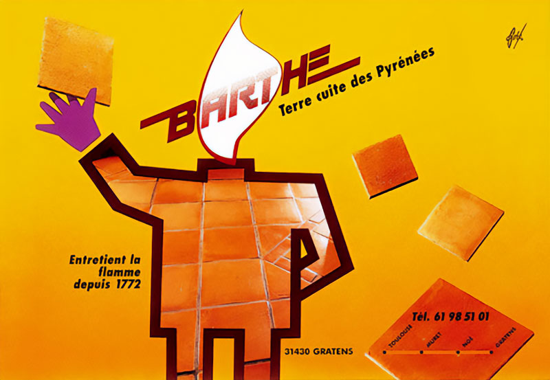 Affiche réalisée pour Barthe, fabriquant de terre cuite des pyrénées, 1995.